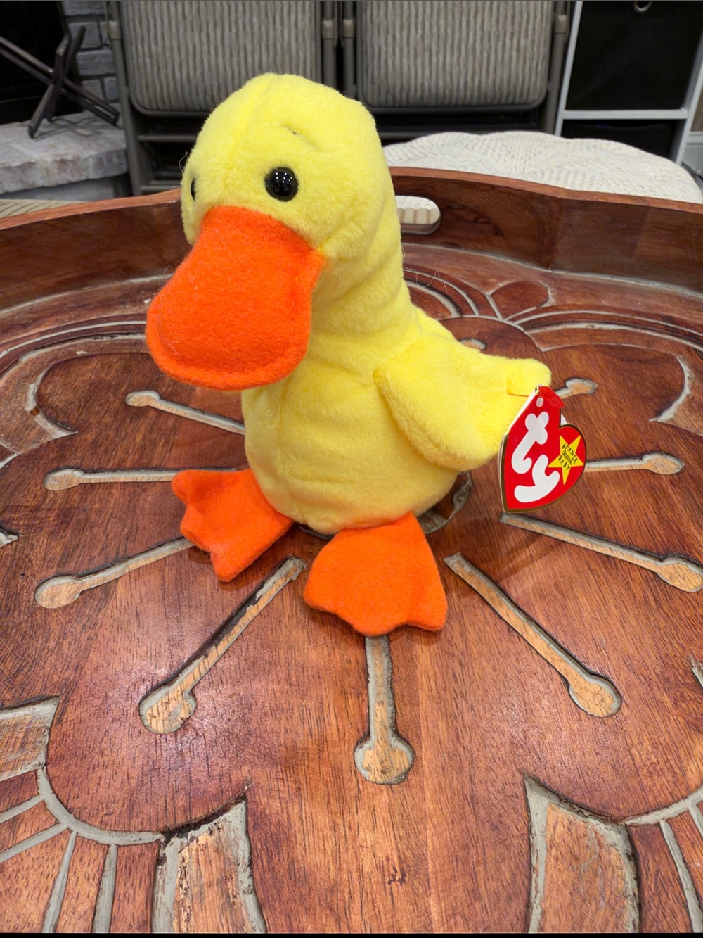 Ty Yellow & Orange Plush Duck Toy - Quackers
